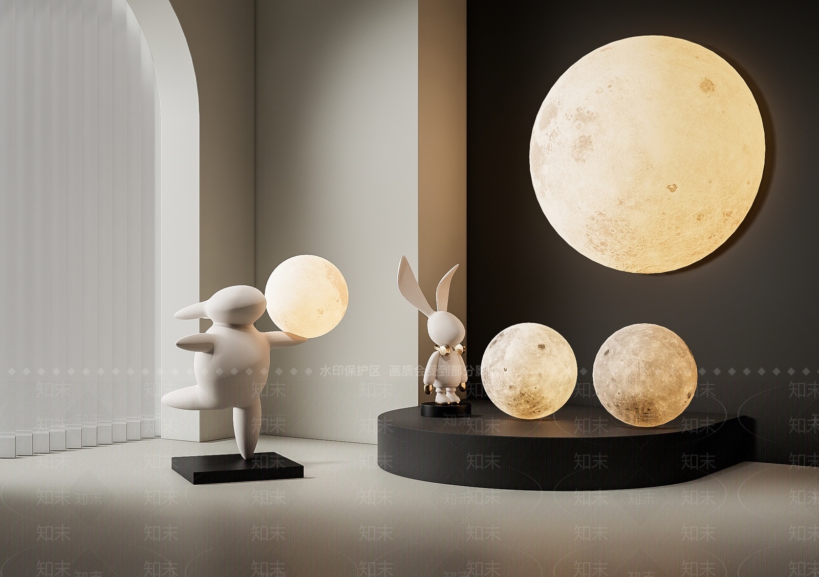 现代兔子月球灯SU模型下载【ID:1209483804】