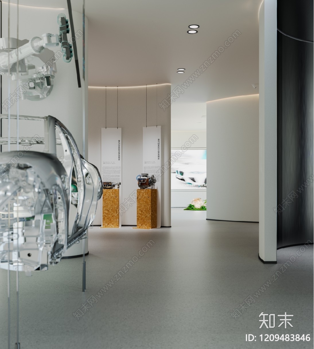 极简汽车展厅3D模型下载【ID:1209483846】