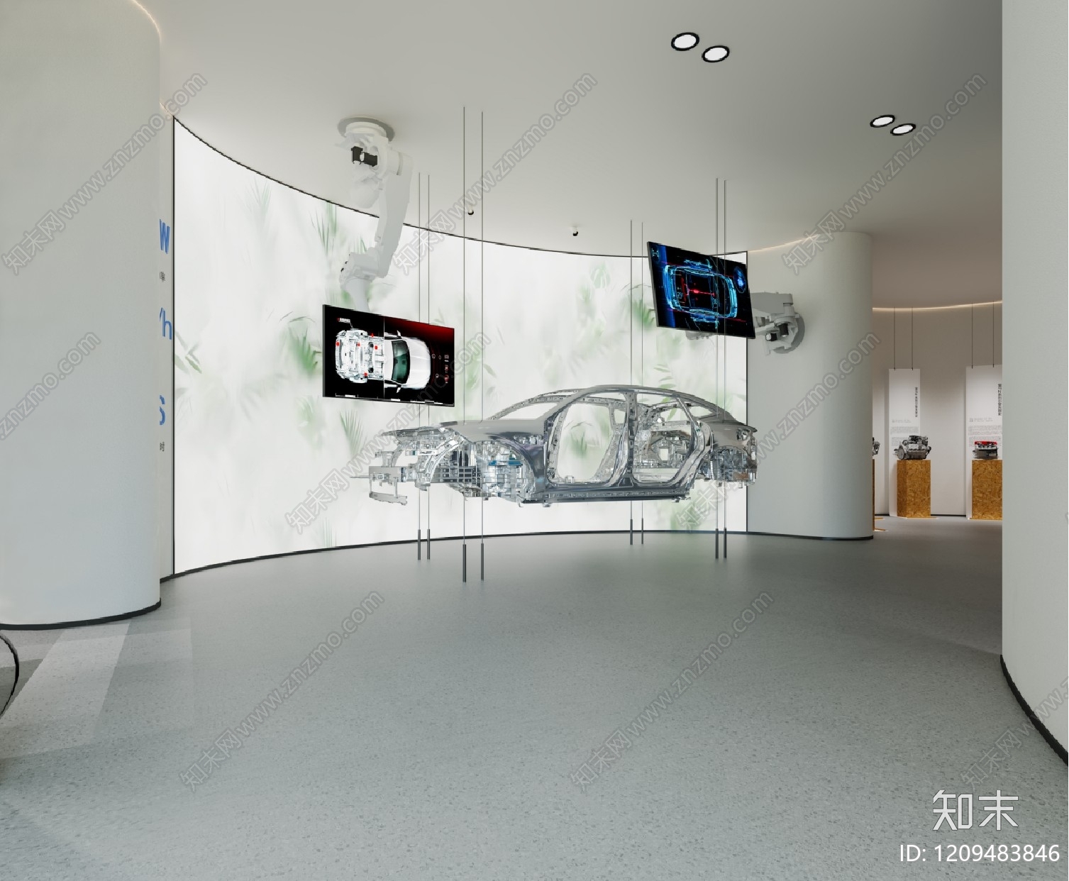 极简汽车展厅3D模型下载【ID:1209483846】