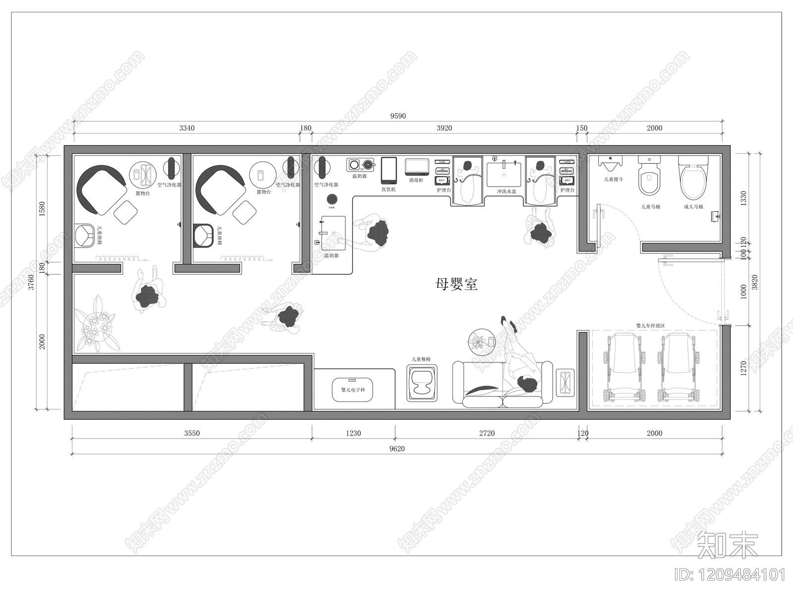 现代母婴室施工图下载【ID:1209484101】