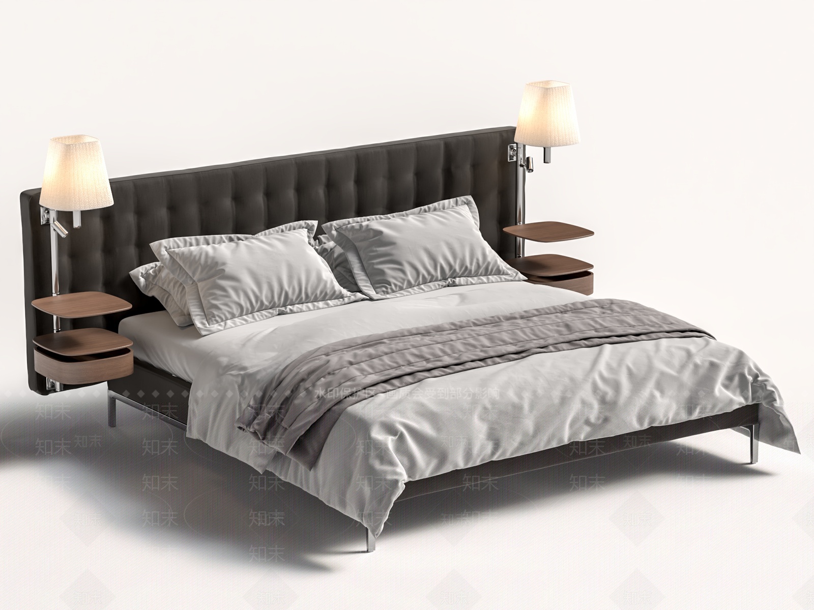 双人床3D模型下载【ID:1209484703】