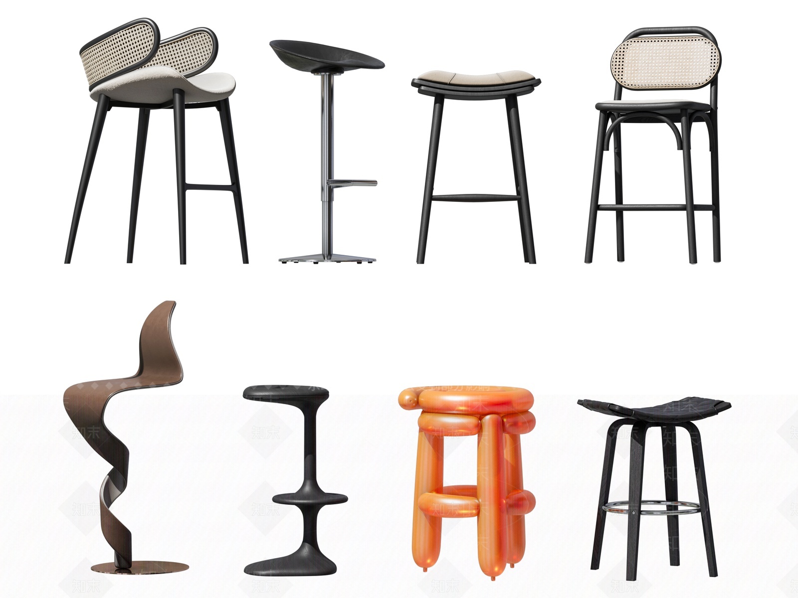 吧椅组合3D模型下载【ID:1209484955】