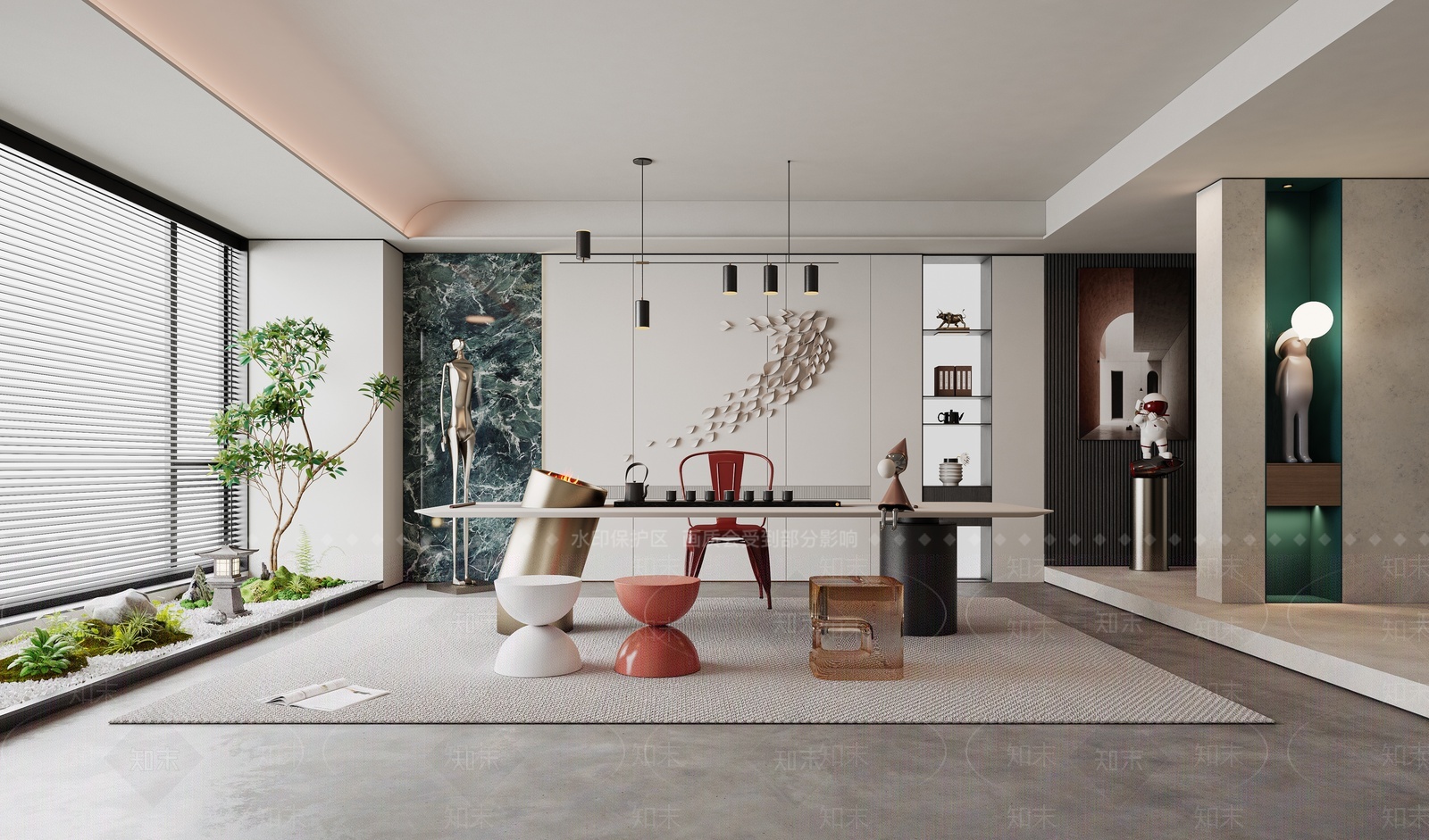 现代新中式书房3D模型下载【ID:1209485048】