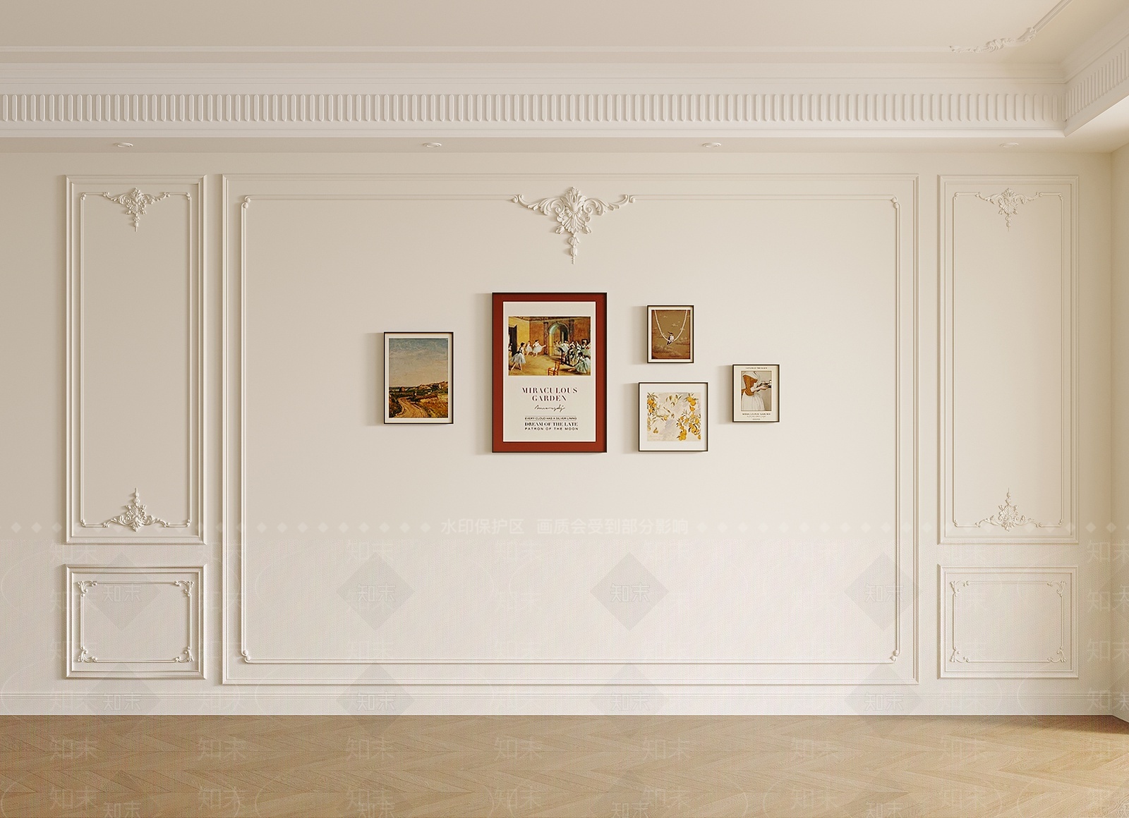 法式石膏线背景墙3D模型下载【ID:1209485168】