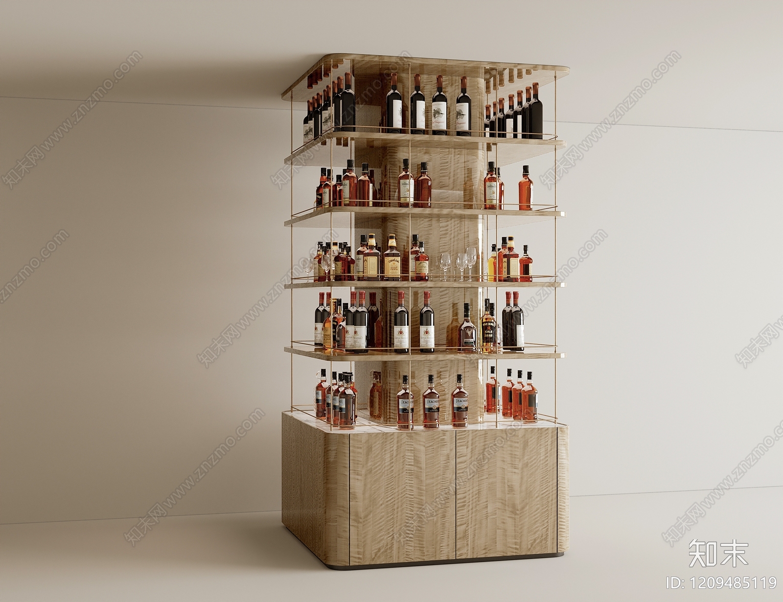 现代轻奢酒柜3D模型下载【ID:1209485119】