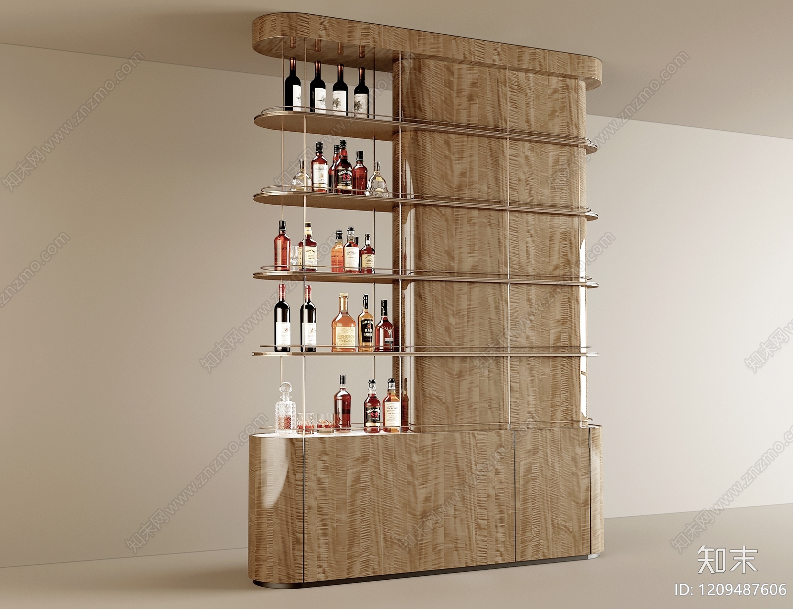 意式轻奢酒柜3D模型下载【ID:1209487606】