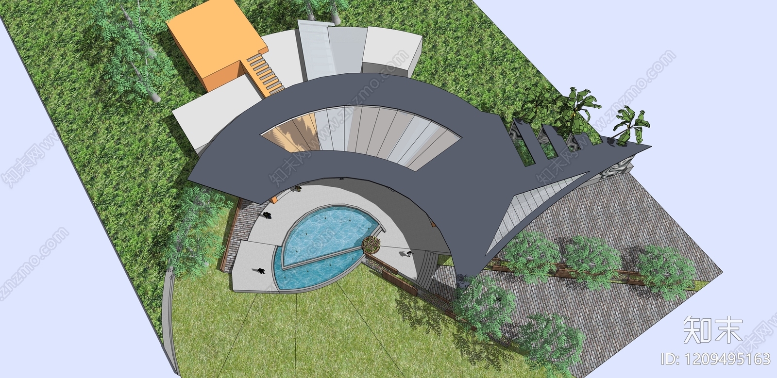 现代餐饮建筑SU模型下载【ID:1209495163】