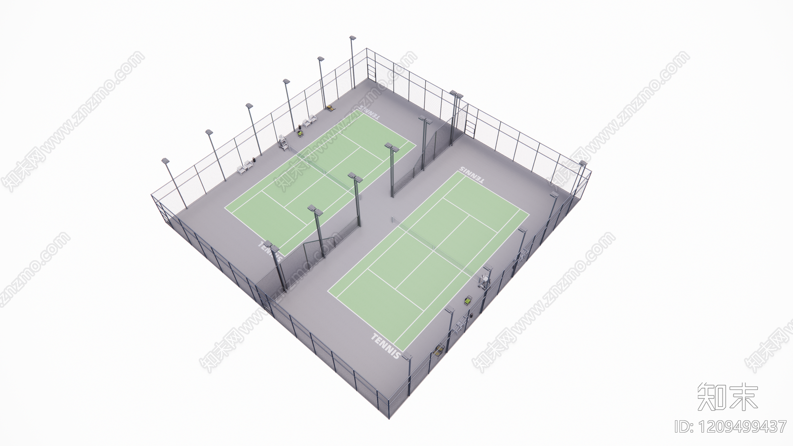 现代网球场SU模型下载【ID:1209499437】