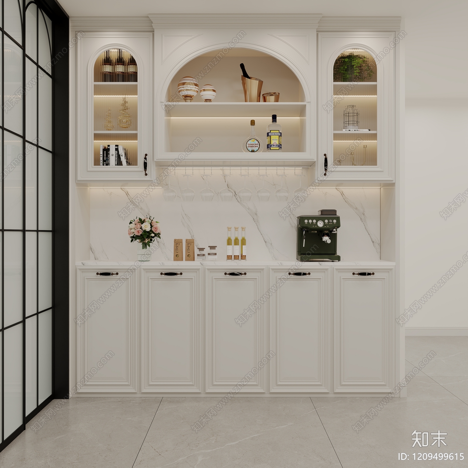 奶油风酒柜3D模型下载【ID:1209499615】