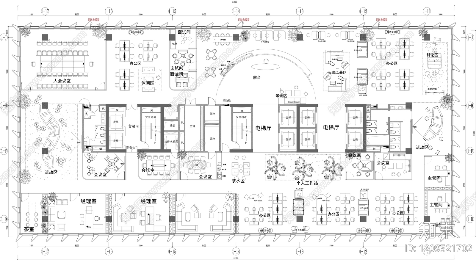 现代开放办公室施工图下载【ID:1209521702】