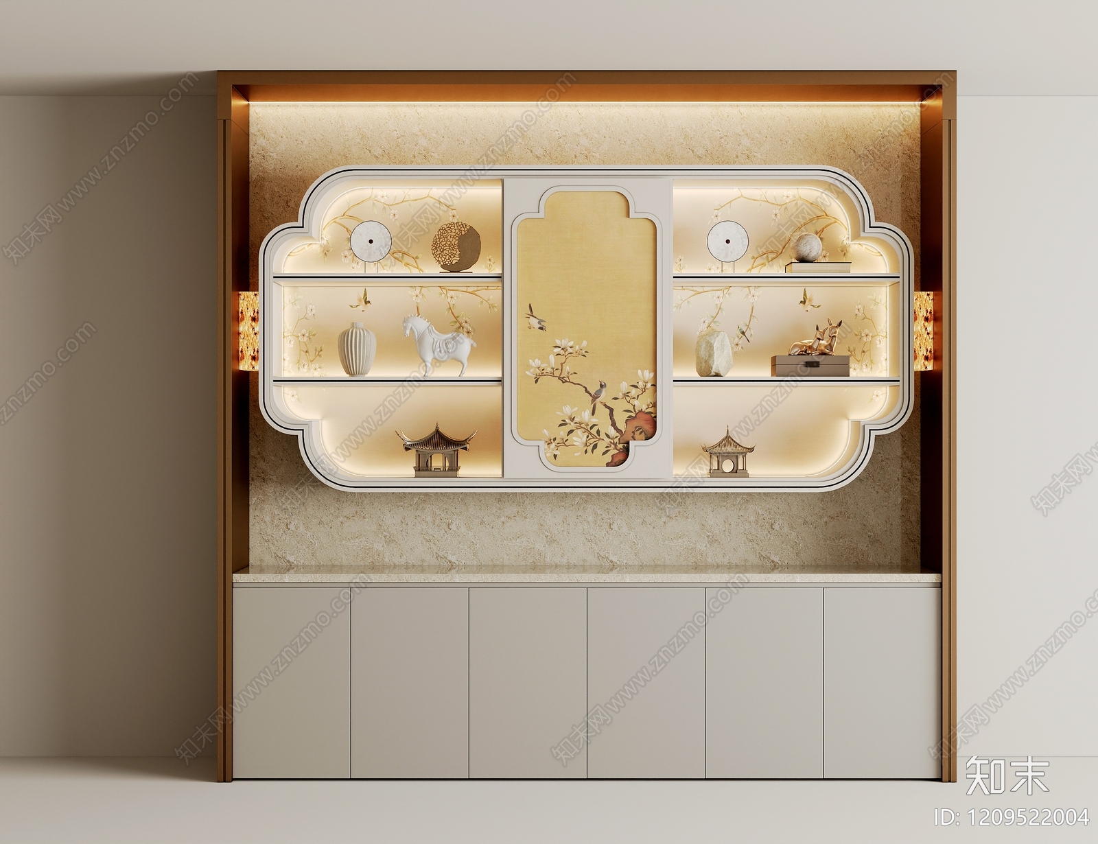 新中式餐边柜3D模型下载【ID:1209522004】
