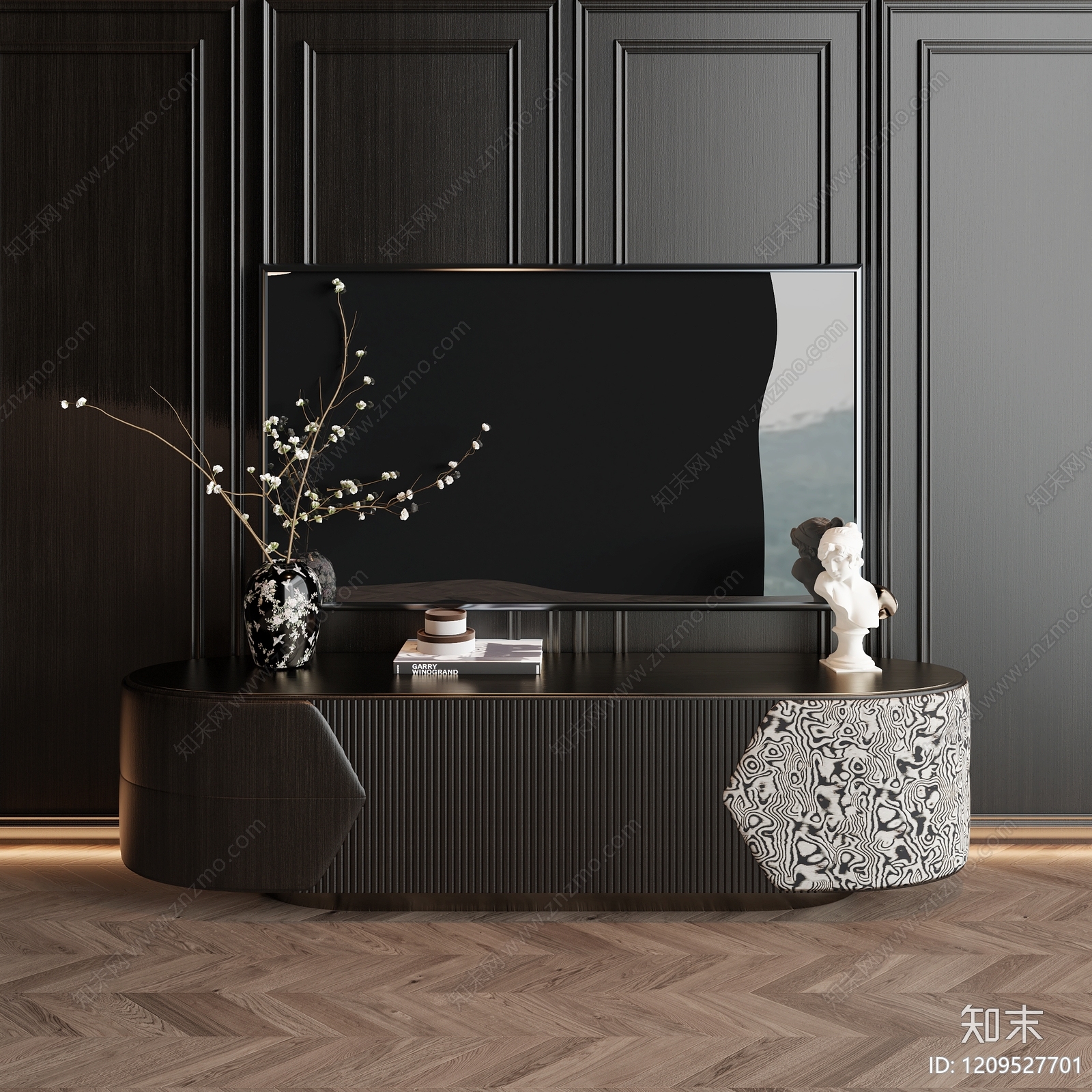 意式轻奢电视柜3D模型下载【ID:1209527701】