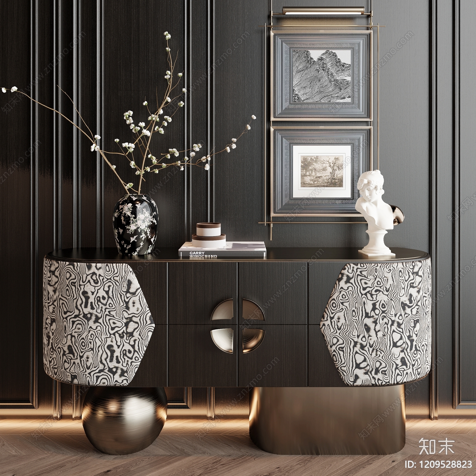 新中式玄关柜3D模型下载【ID:1209528823】