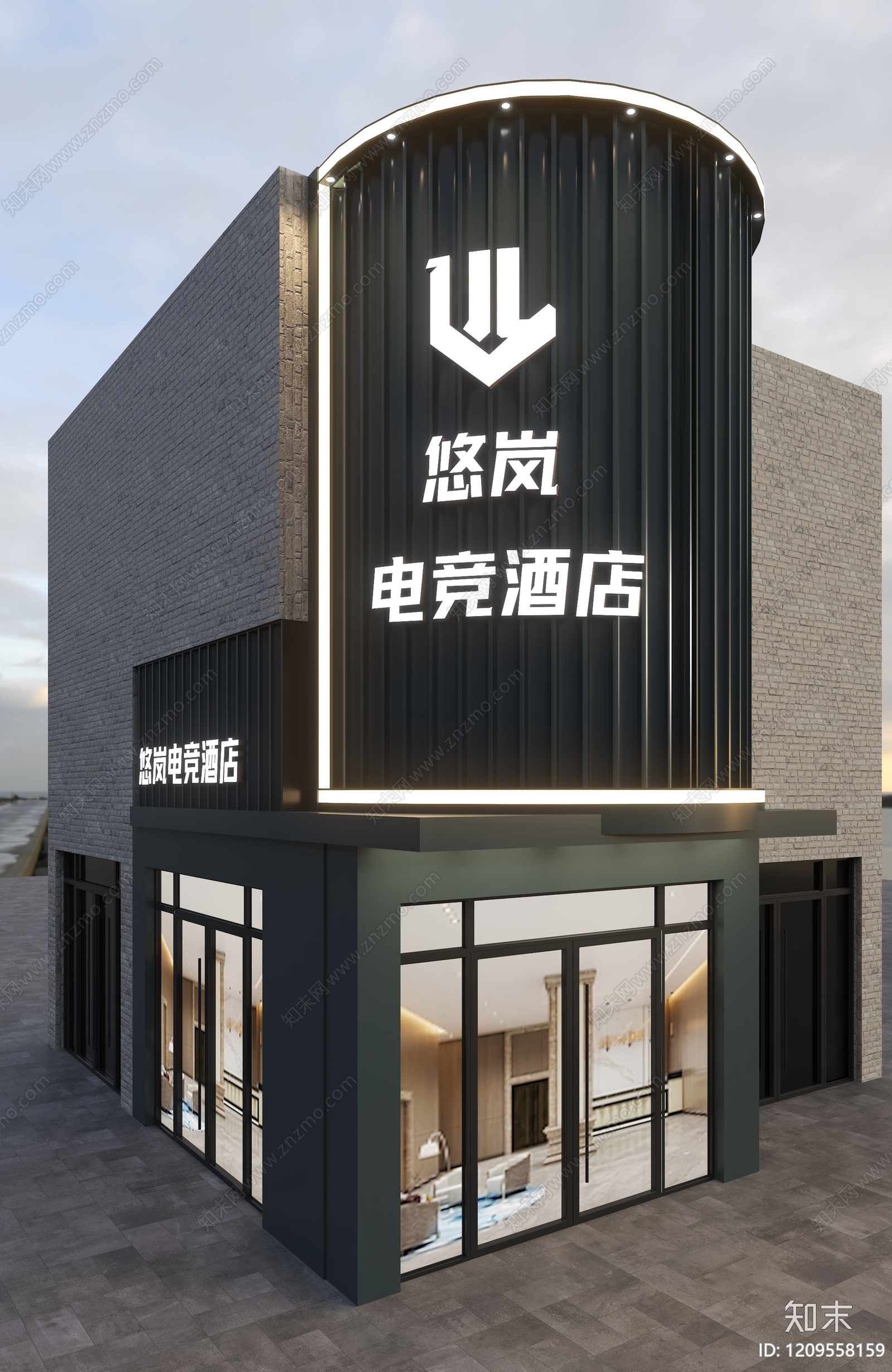 现代简约酒店外观3D模型下载【ID:1209558159】