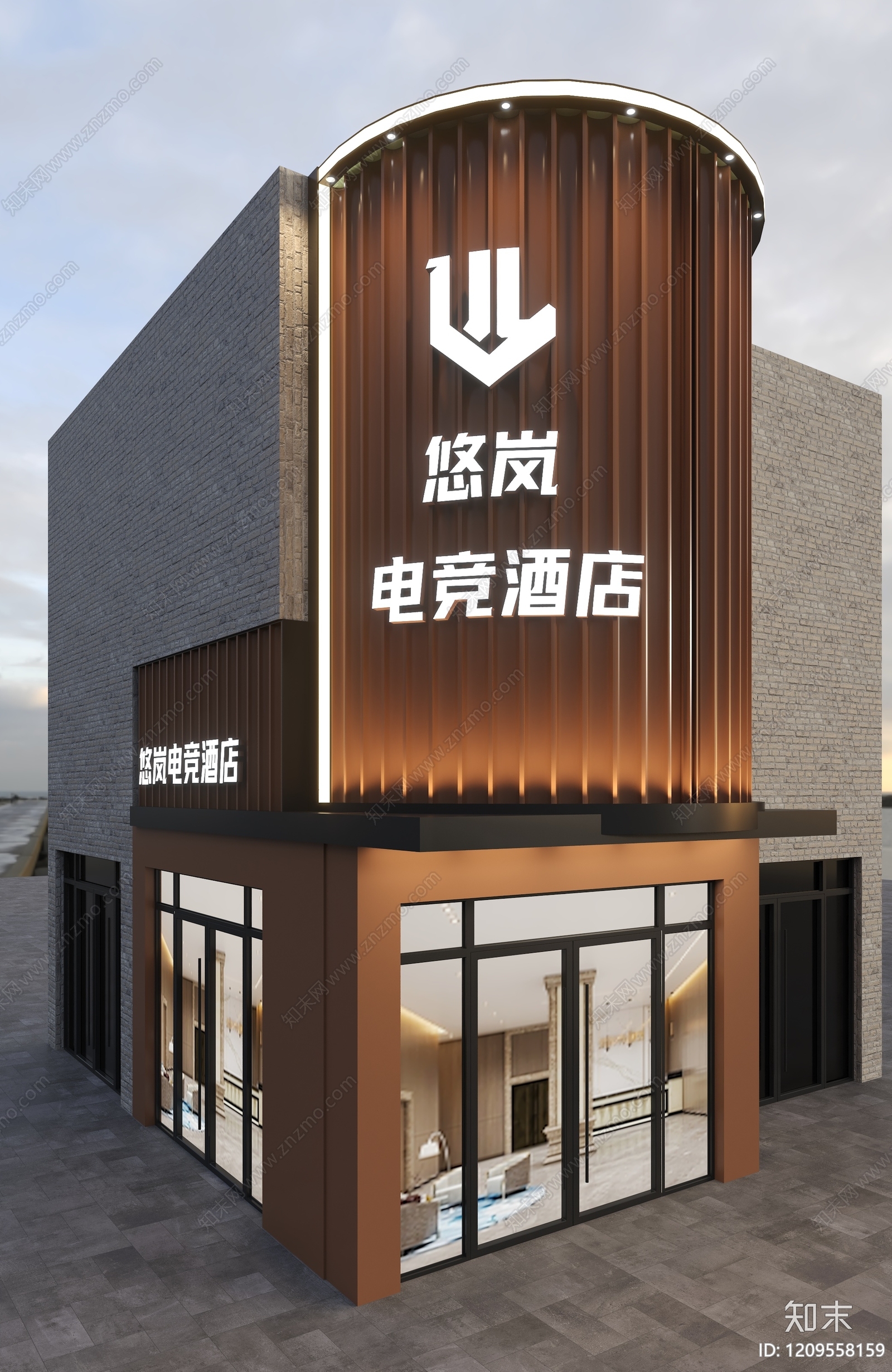 现代简约酒店外观3D模型下载【ID:1209558159】