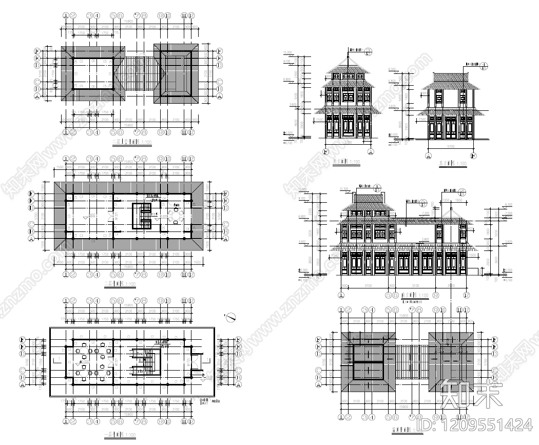 中式综合景观小品施工图下载【ID:1209551424】