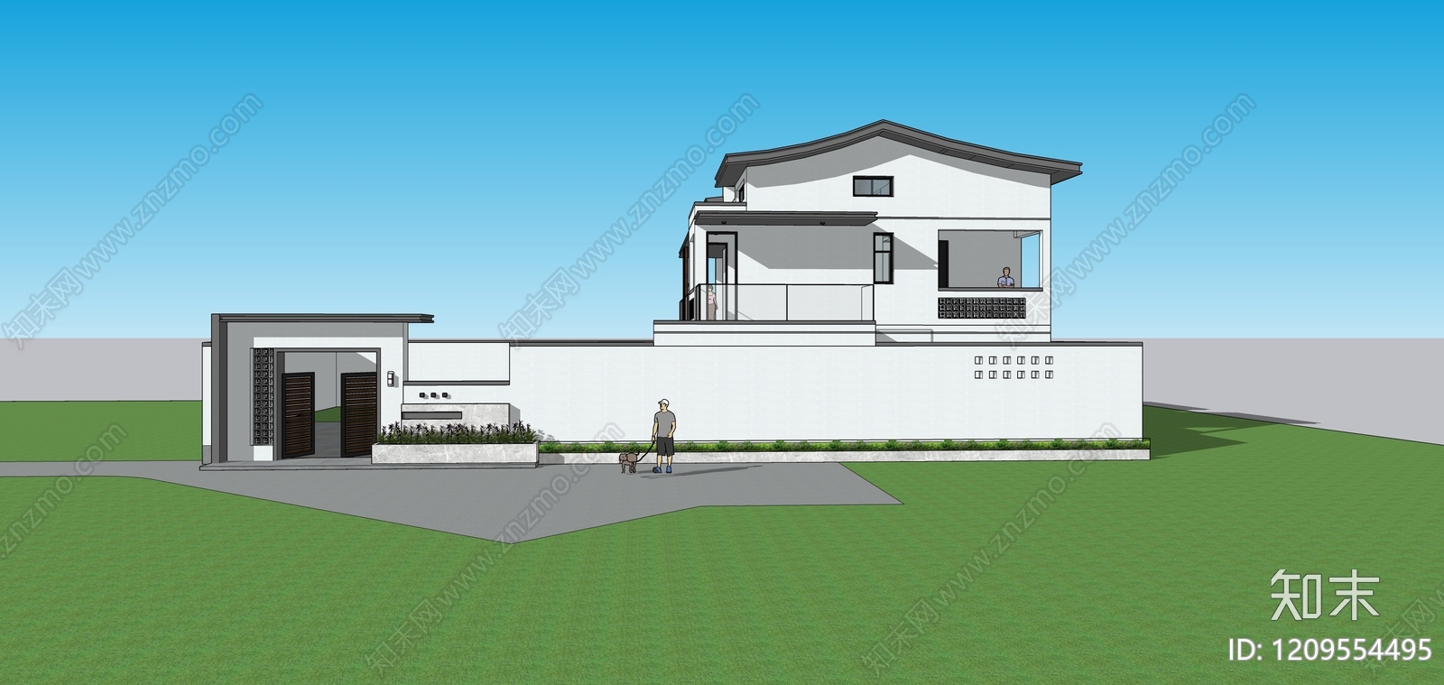 新中式简约乡村民房SU模型下载【ID:1209554495】
