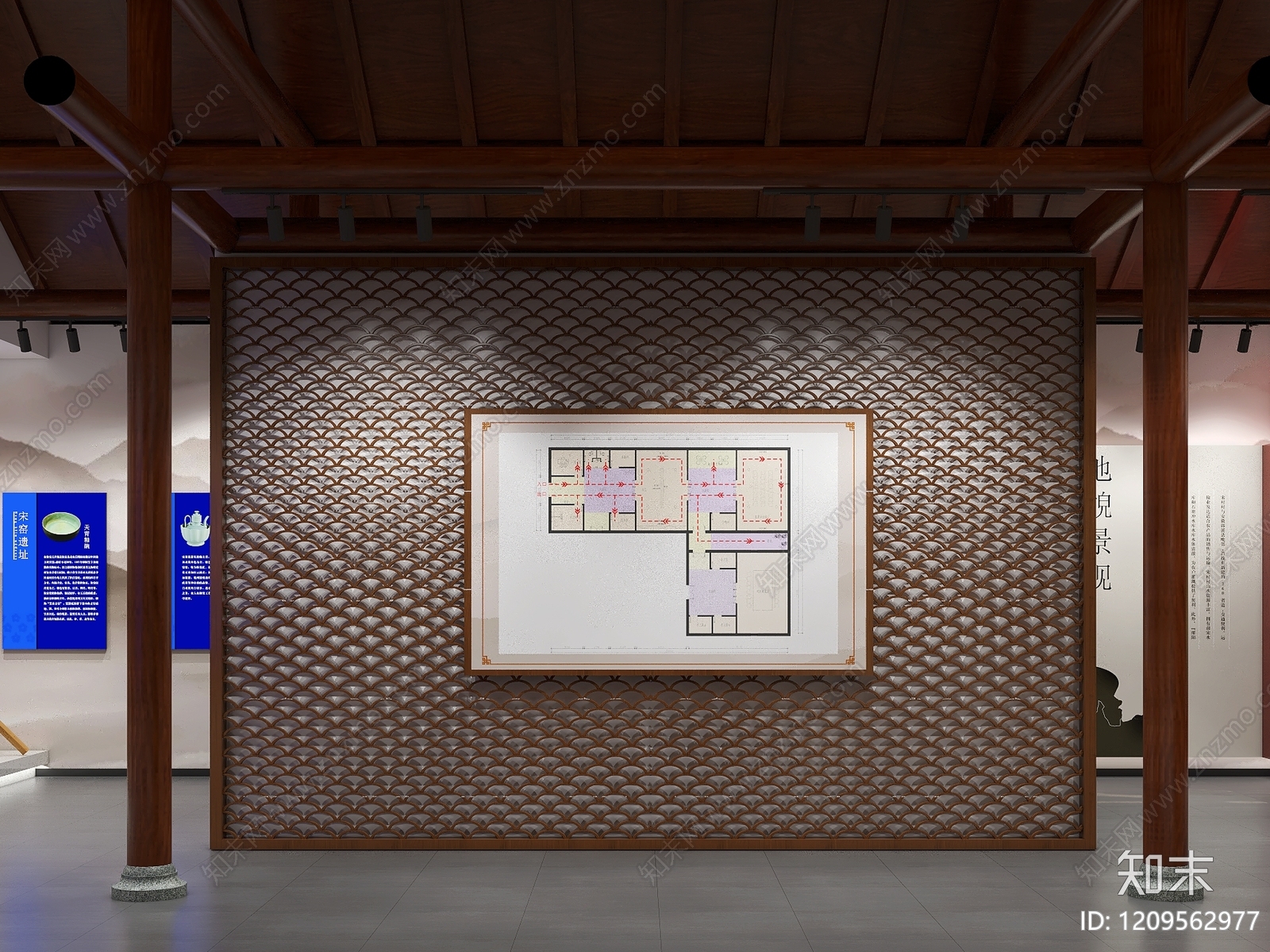 现代新中式党建室SU模型下载【ID:1209562977】