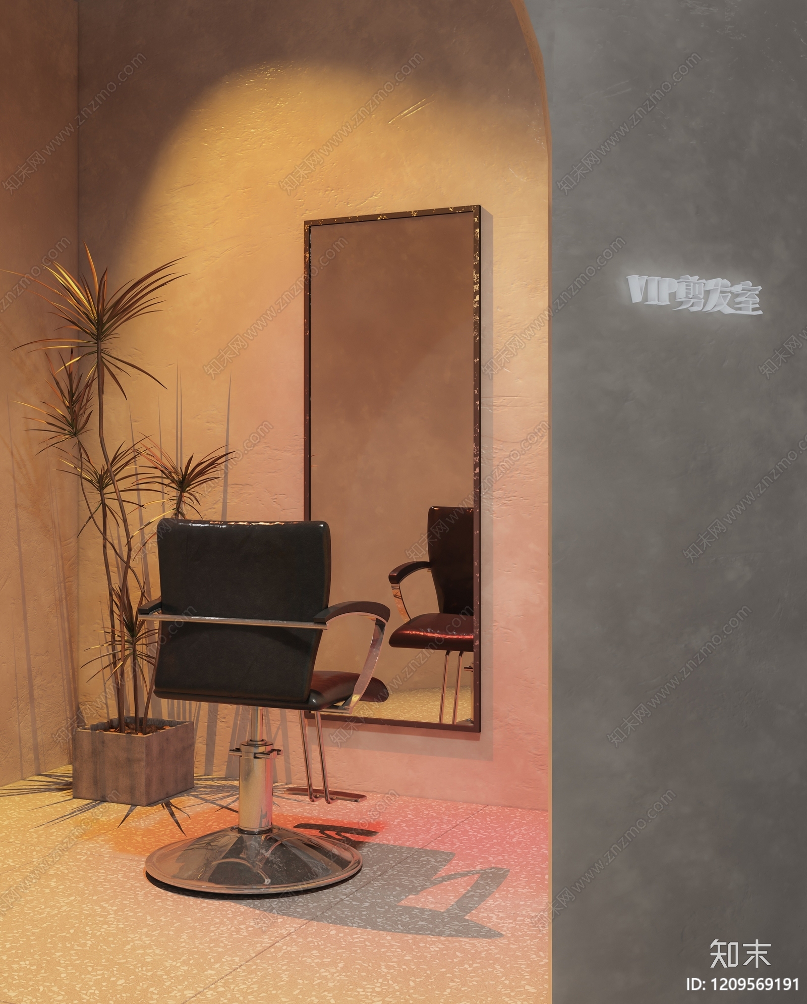侘寂风美发店3D模型下载【ID:1209569191】