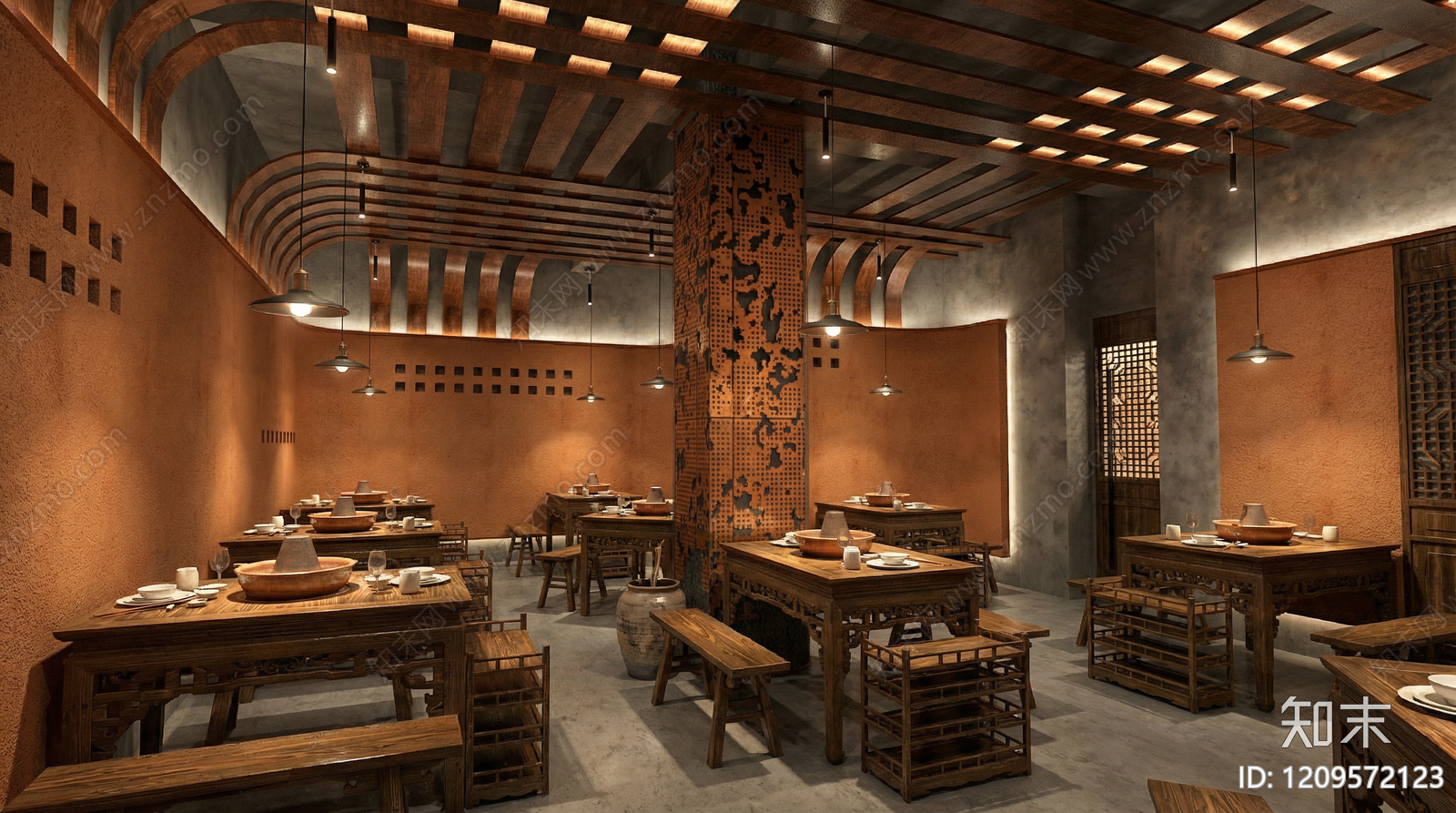 中式火锅店SU模型下载【ID:1209572123】