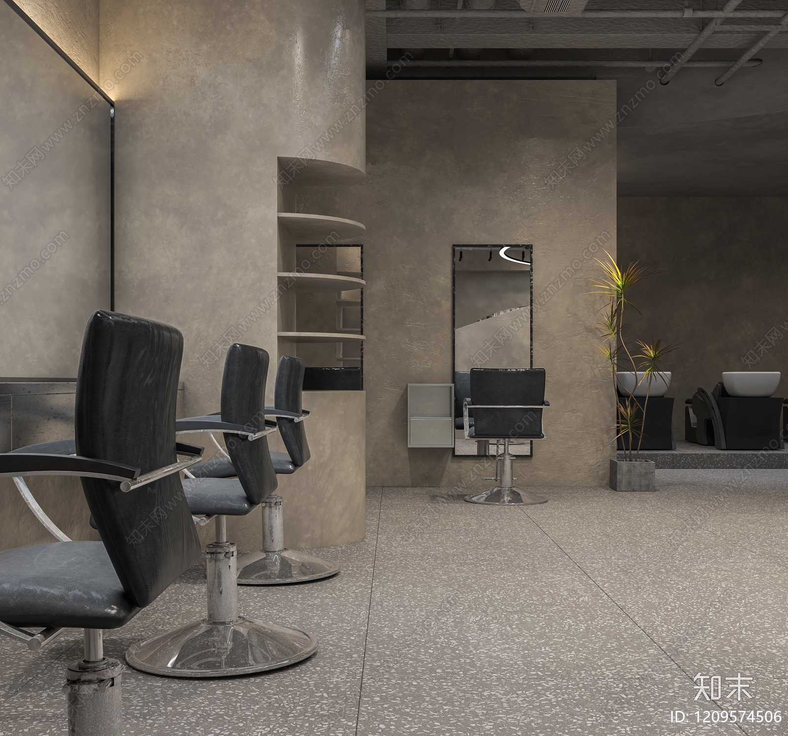 侘寂美发店3D模型下载【ID:1209574506】