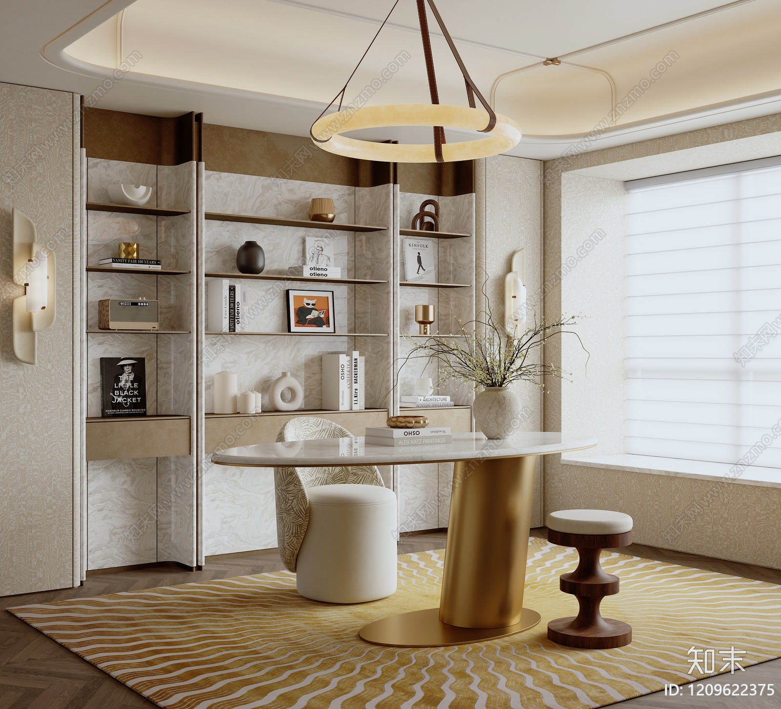 轻奢书房3D模型下载【ID:1209622375】