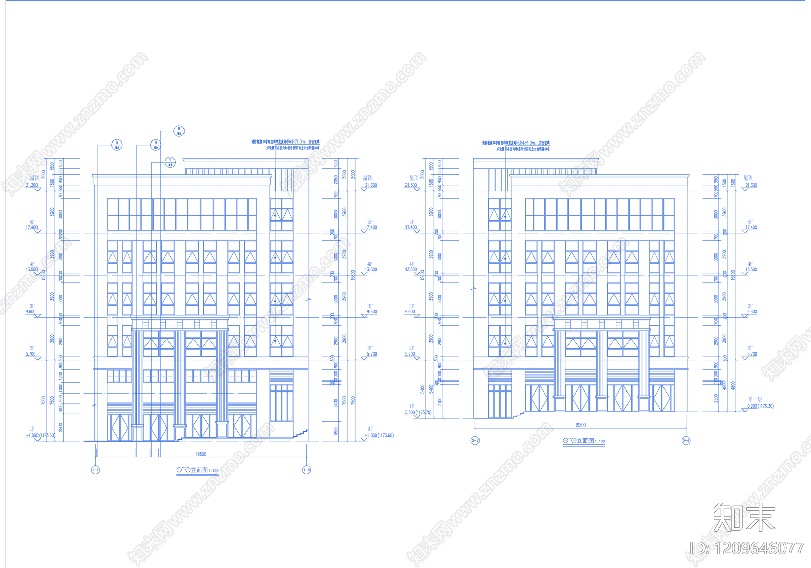 现代办公楼建筑cad施工图下载【ID:1209646077】