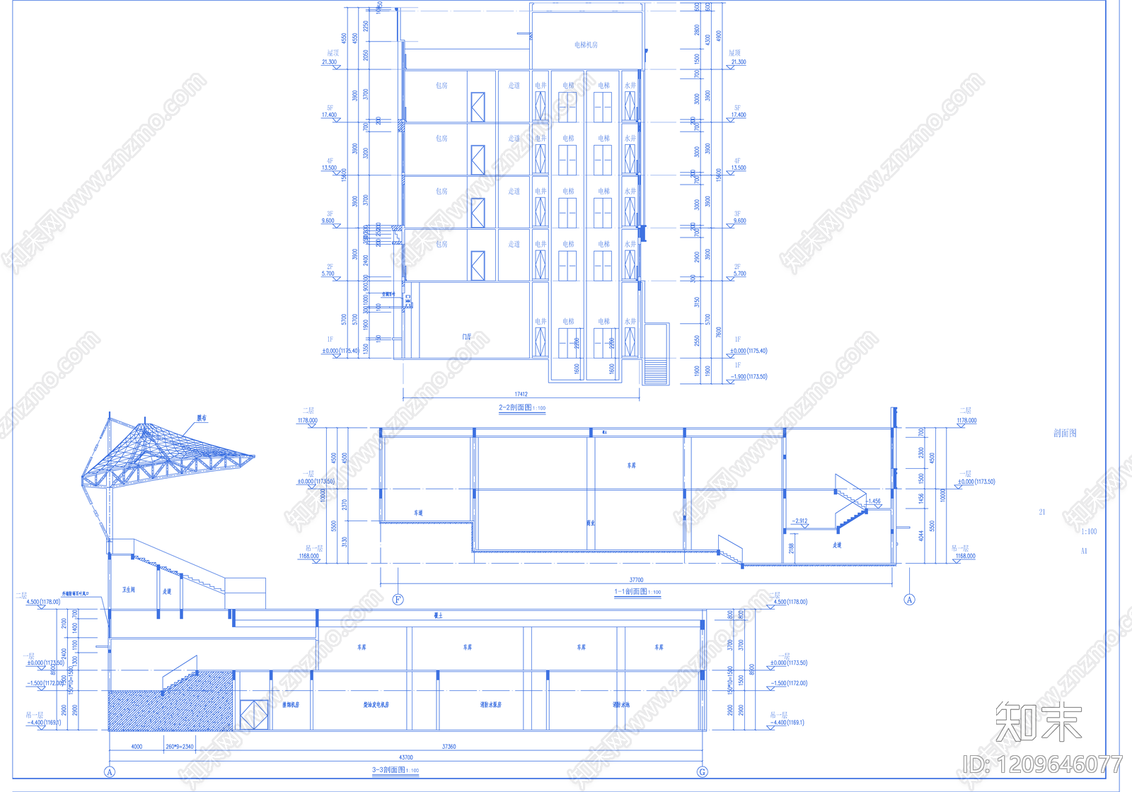 现代办公楼建筑cad施工图下载【ID:1209646077】