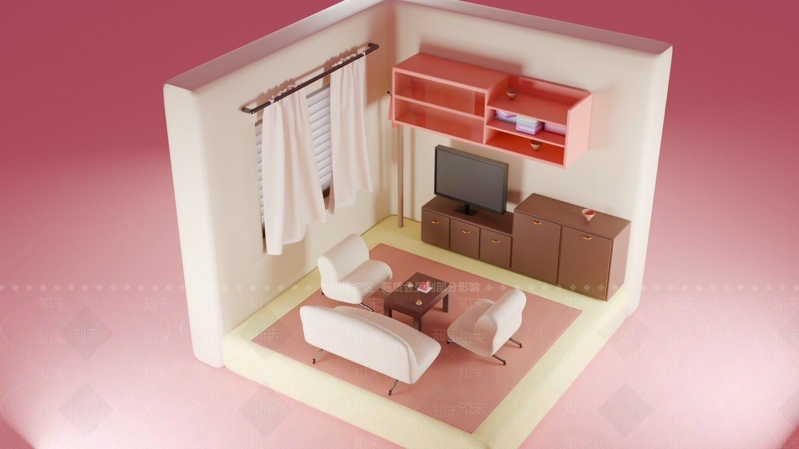 复古日式客餐厅3D模型下载【ID:1209653554】