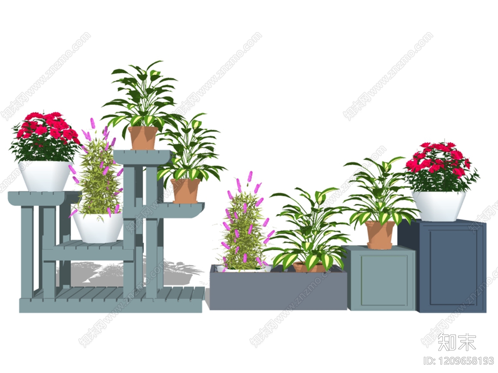 现代中式花钵花器SU模型下载【ID:1209658193】