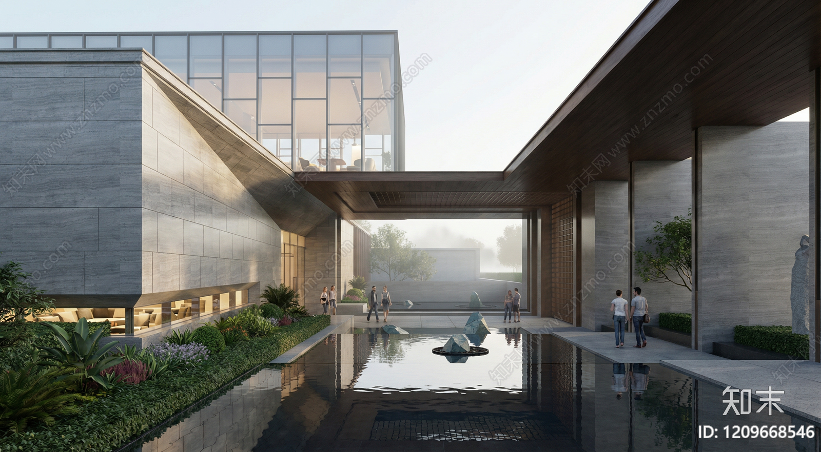 现代新中式活动中心SU模型下载【ID:1209668546】