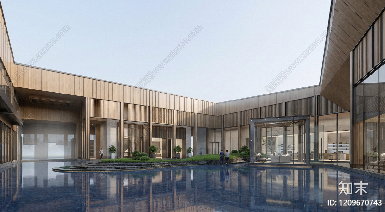 新中式侘寂活动中心SU模型下载【ID:1209670743】