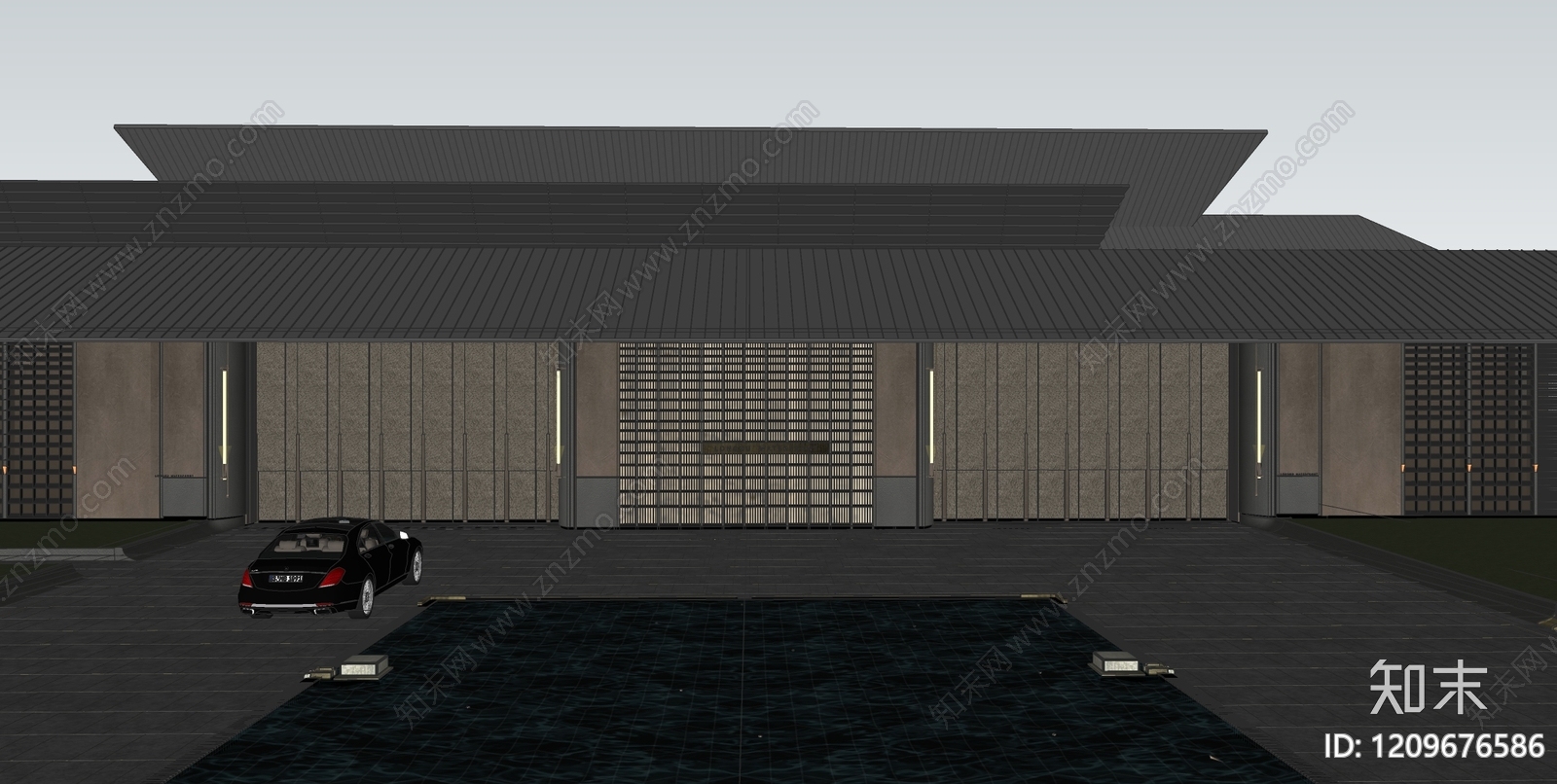现代小区景观SU模型下载【ID:1209676586】