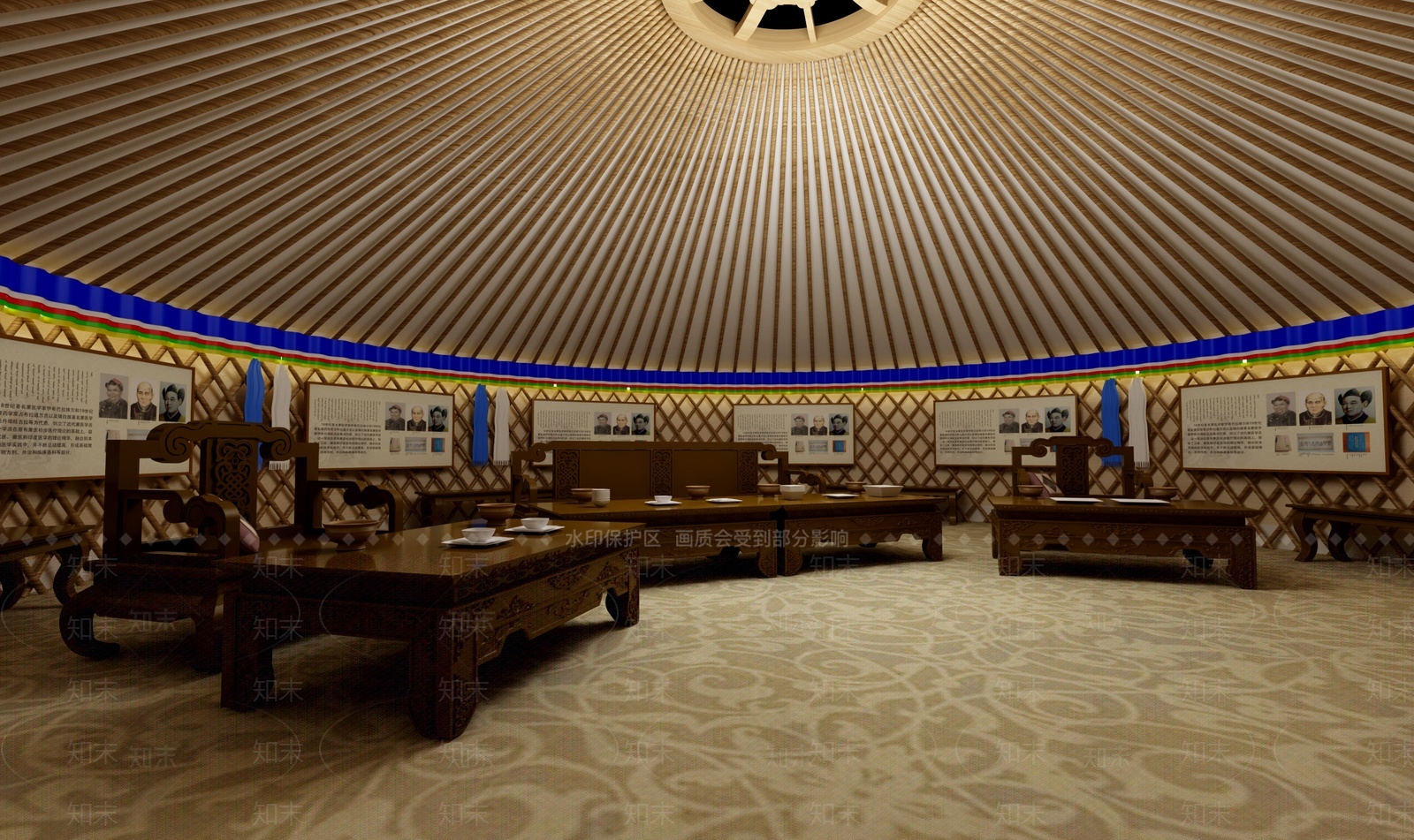 中式蒙古包室内3D模型下载【ID:1209723068】