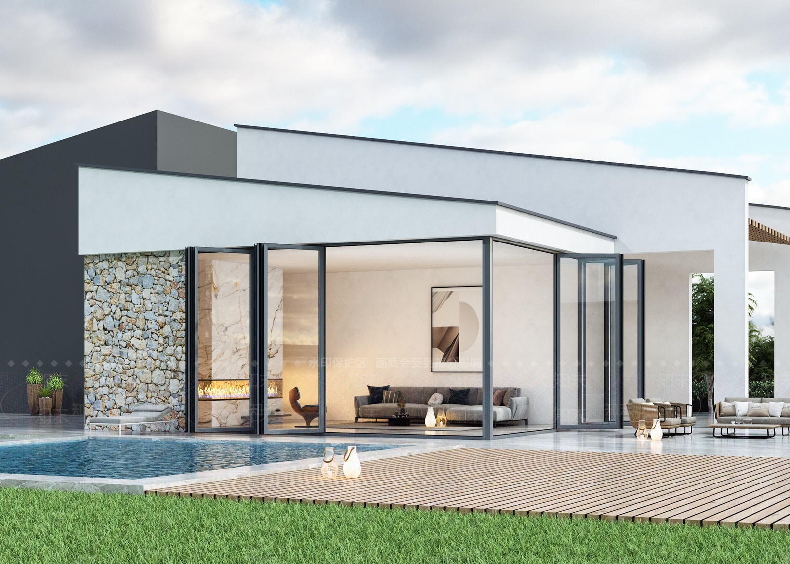 现代独栋别墅3D模型下载【ID:1209738694】