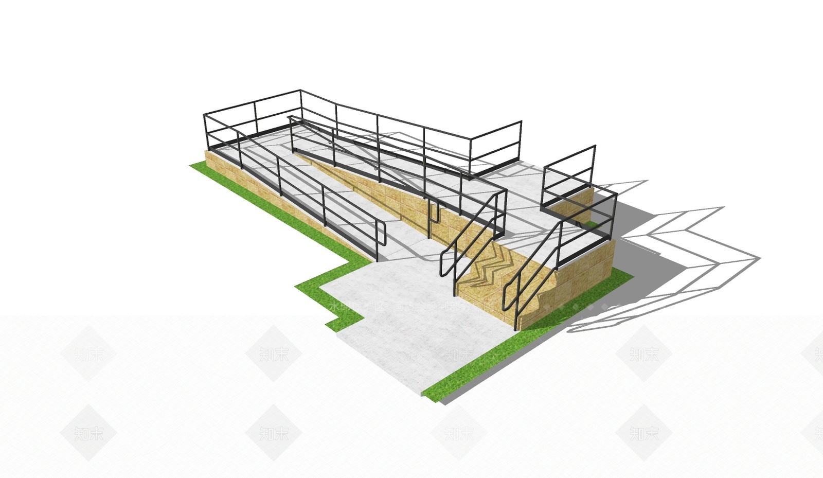 现代无障碍坡道SU模型下载【ID:1209743391】