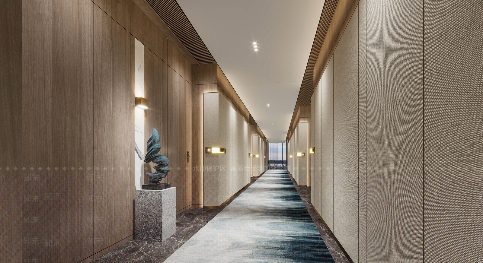 新中式酒店玄关过道3D模型下载【ID:1209774678】