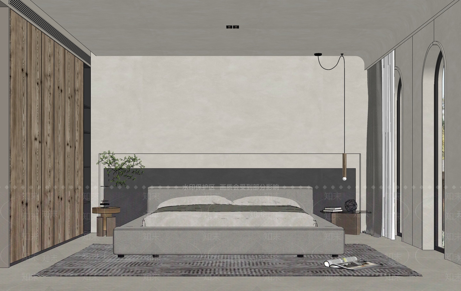 侘寂风卧室SU模型下载【ID:1209780886】