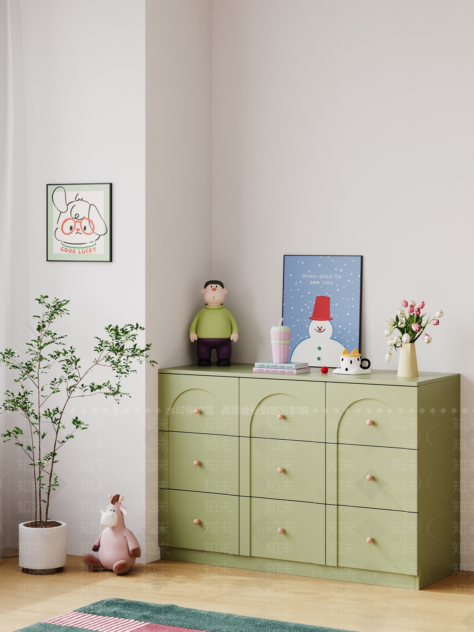 现代北欧家居客厅3D模型下载【ID:1209784869】