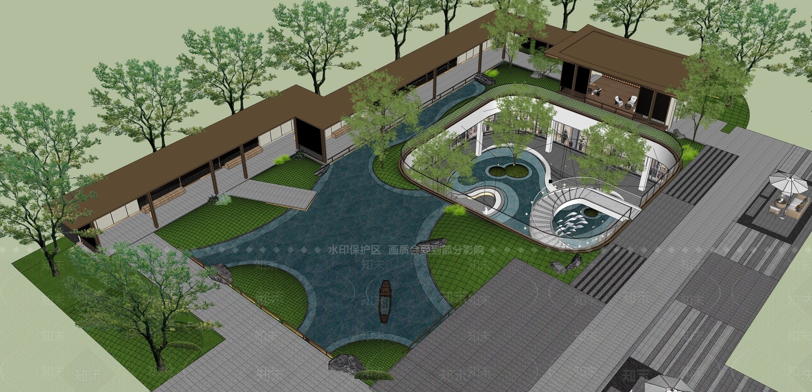 现代示范区景观SU模型下载【ID:1209785263】