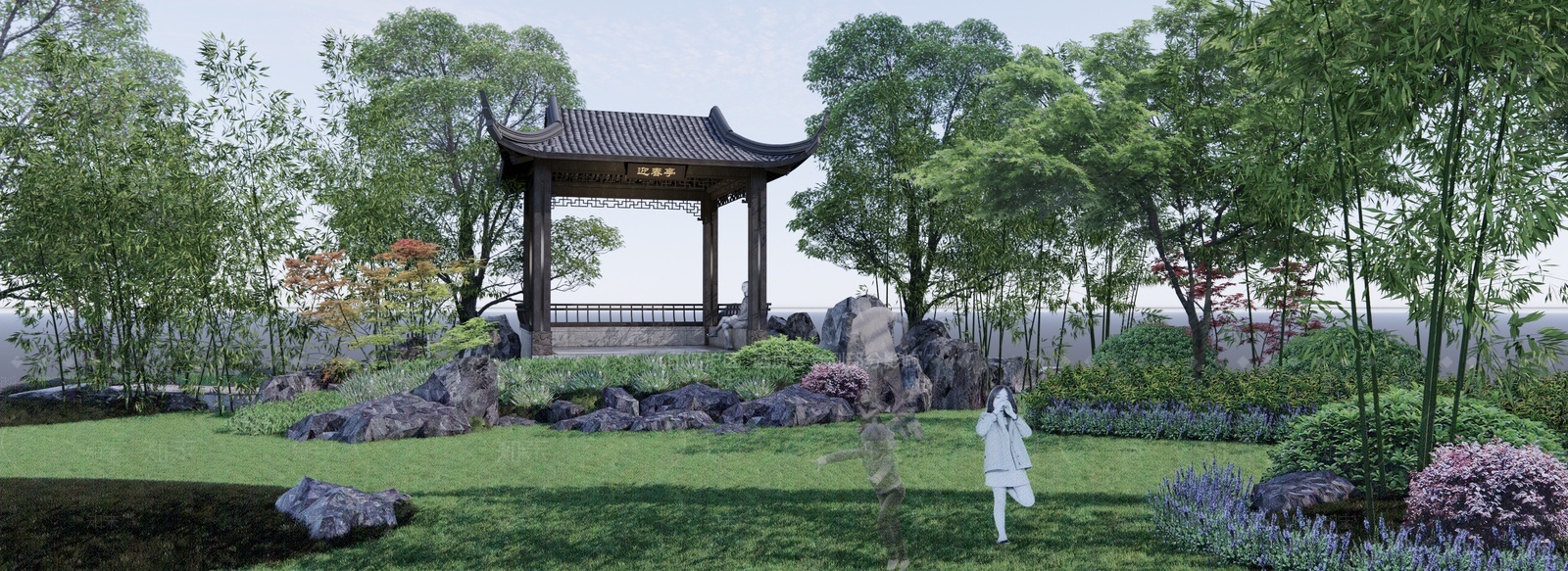 中式庭院四角亭植物组团SU模型下载【ID:1209790502】