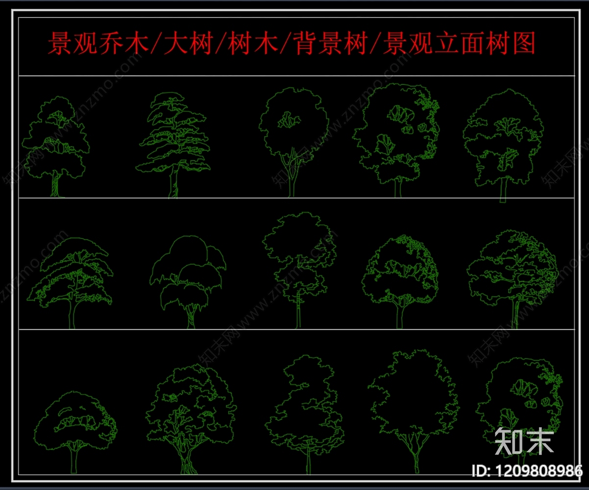 乔木种植cad施工图下载【ID:1209808986】