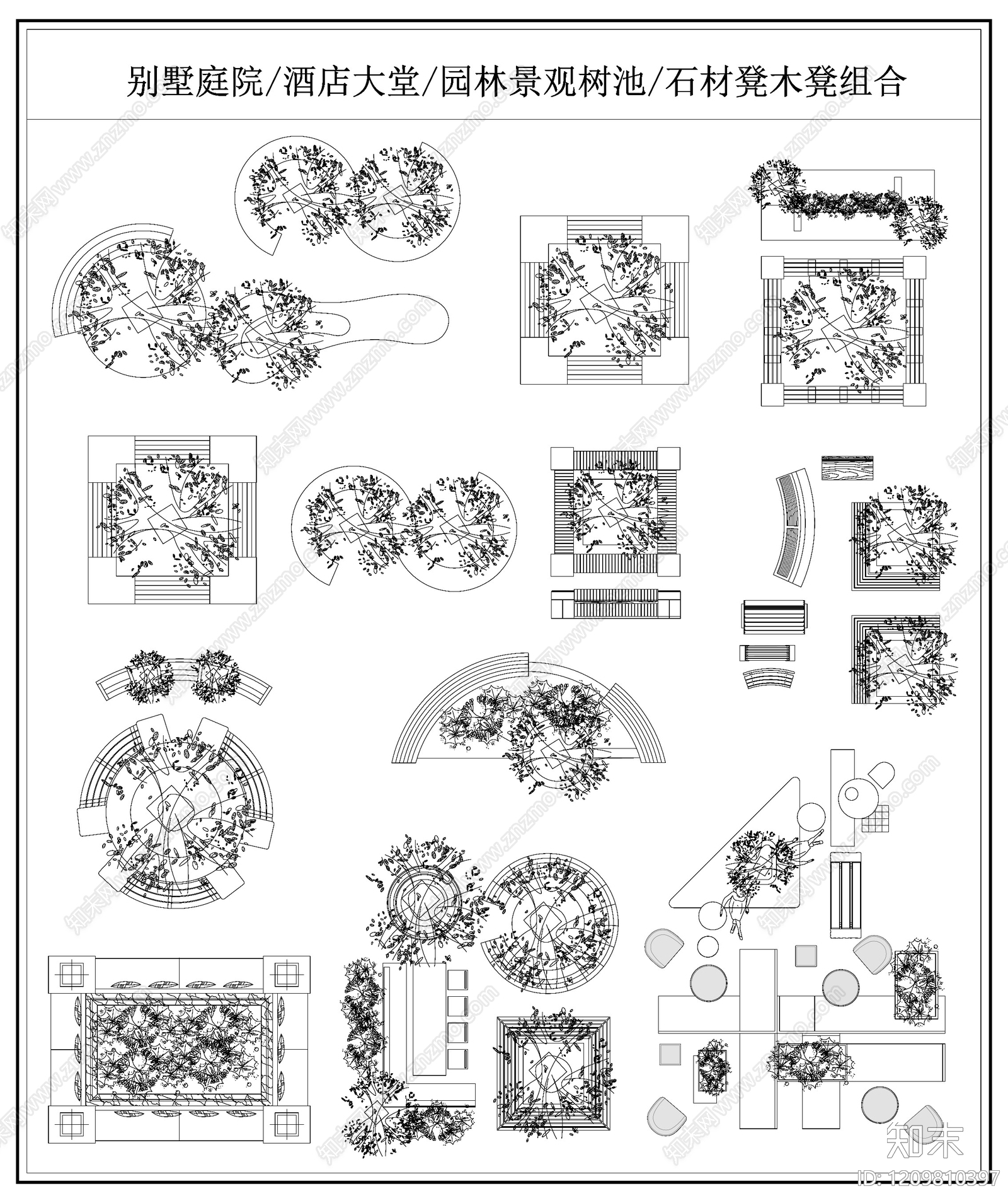 新中式现代树池图库施工图下载【ID:1209810397】