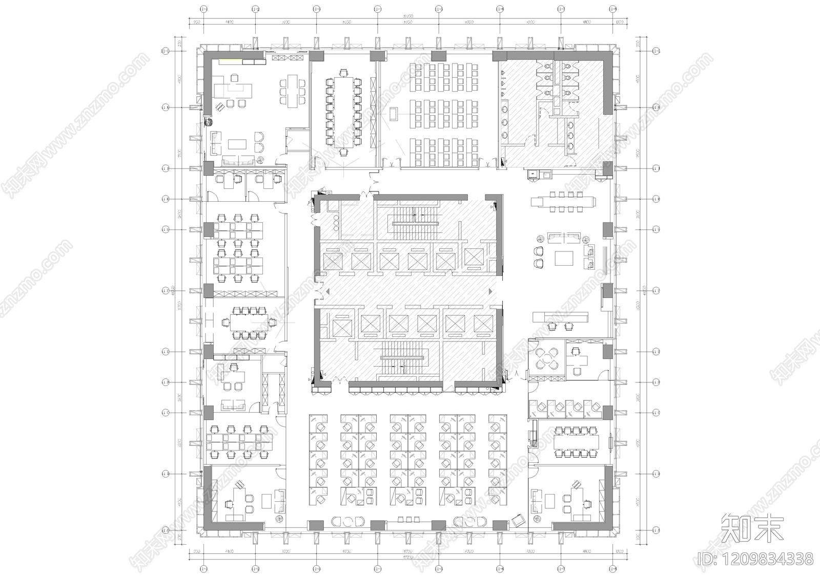 现代整体办公空间cad施工图下载【ID:1209834338】