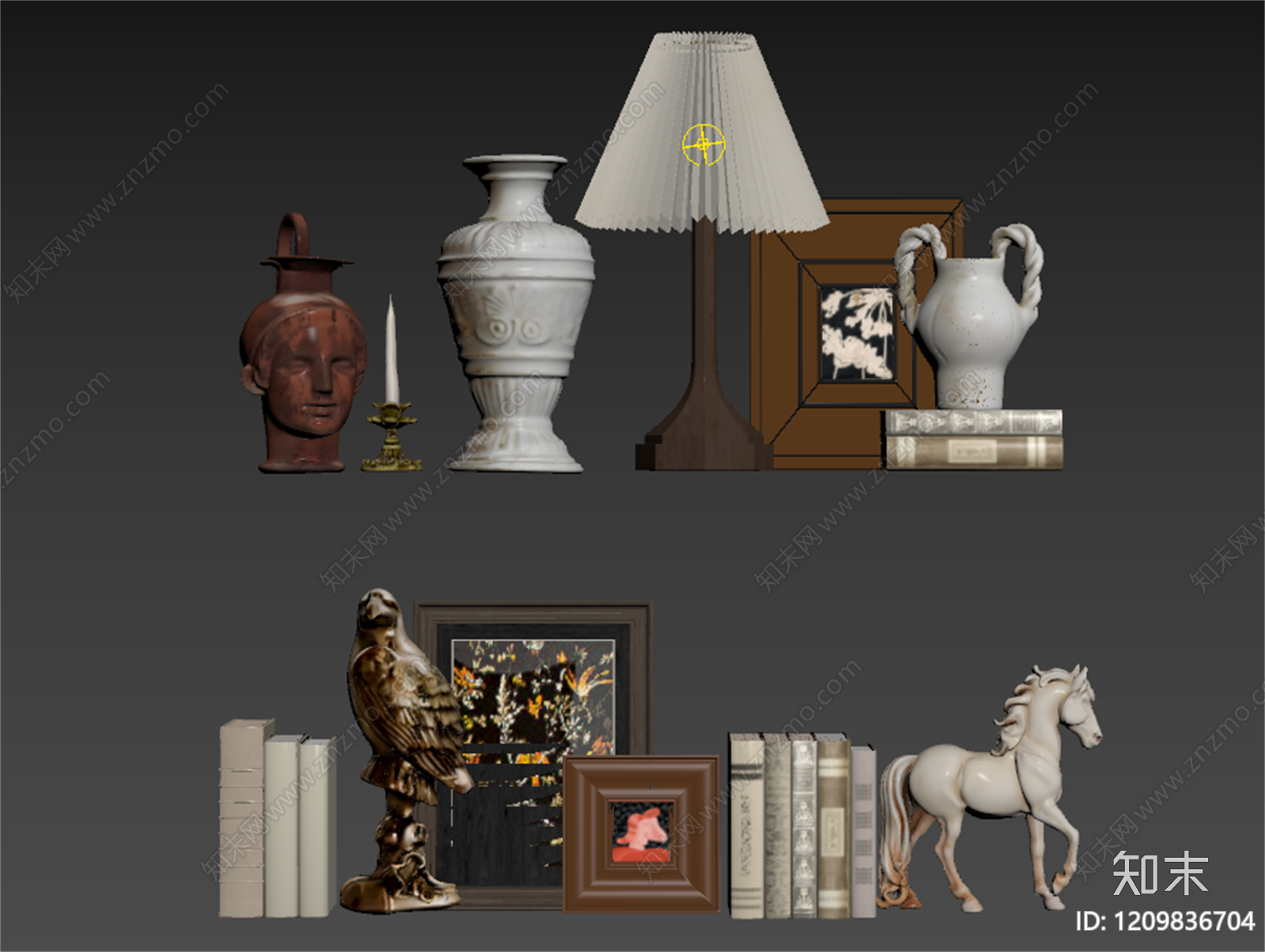 中古风摆件组合3D模型下载【ID:1209836704】