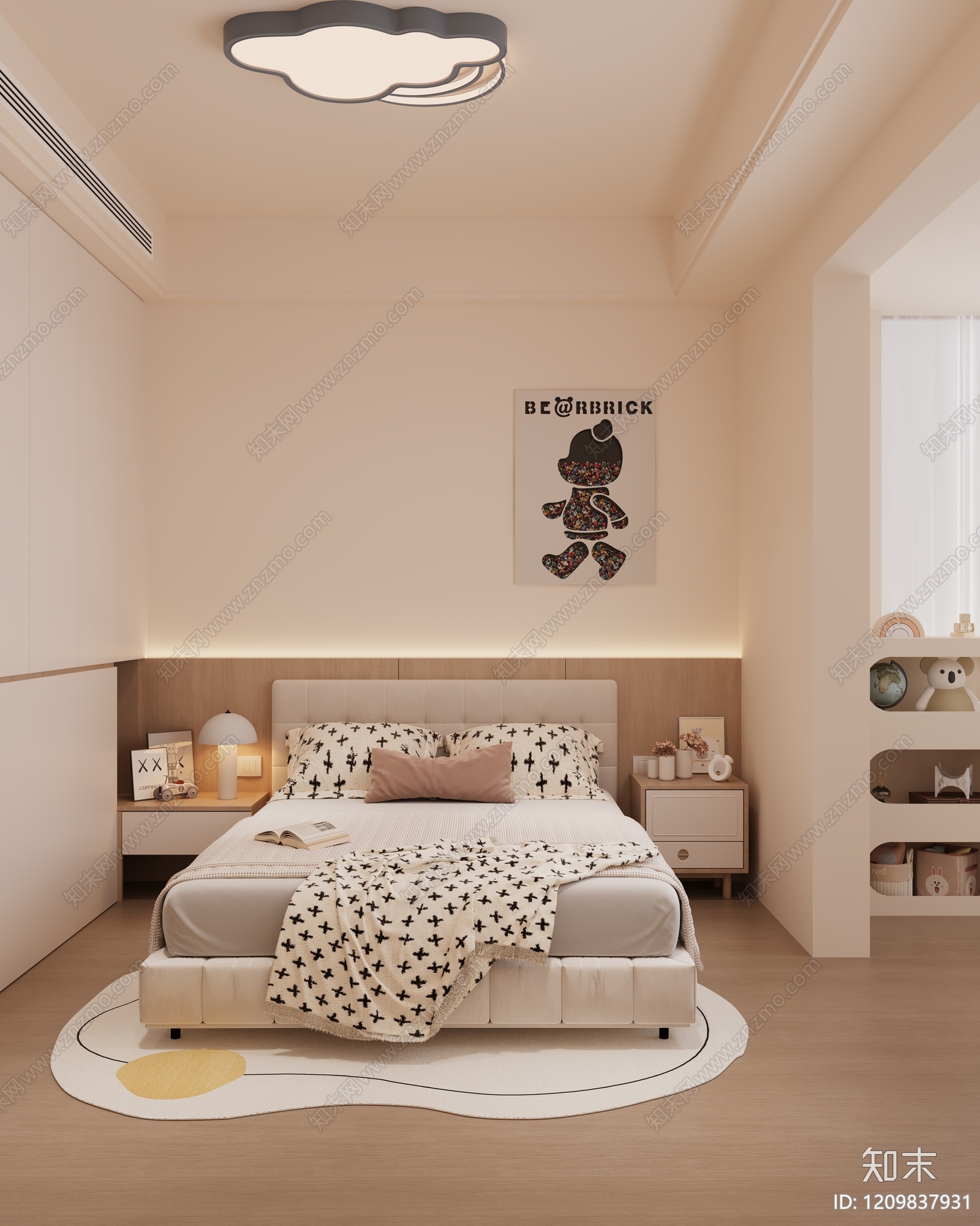 奶油风女孩房3D模型下载【ID:1209837931】