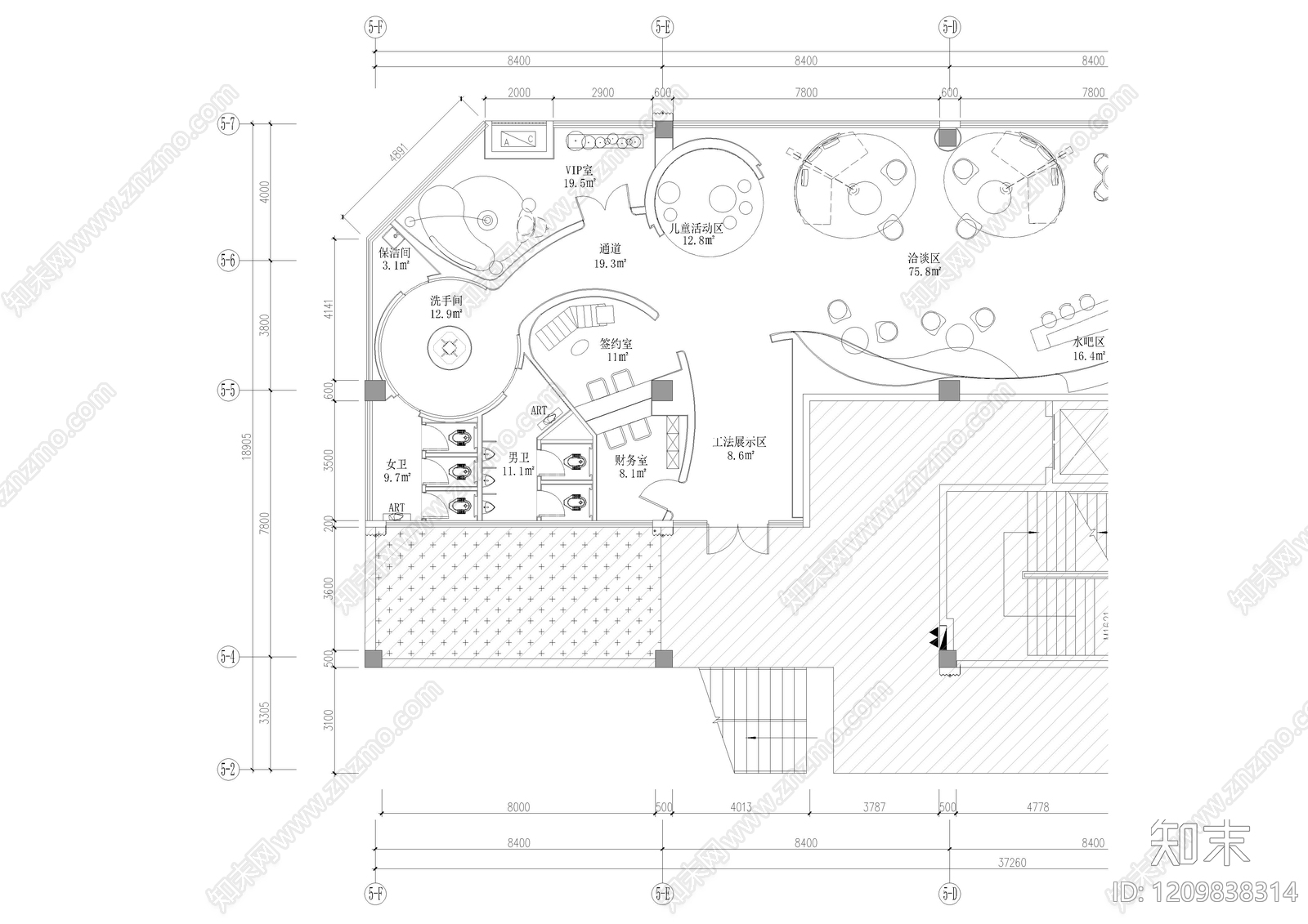 现代售楼处cad施工图下载【ID:1209838314】