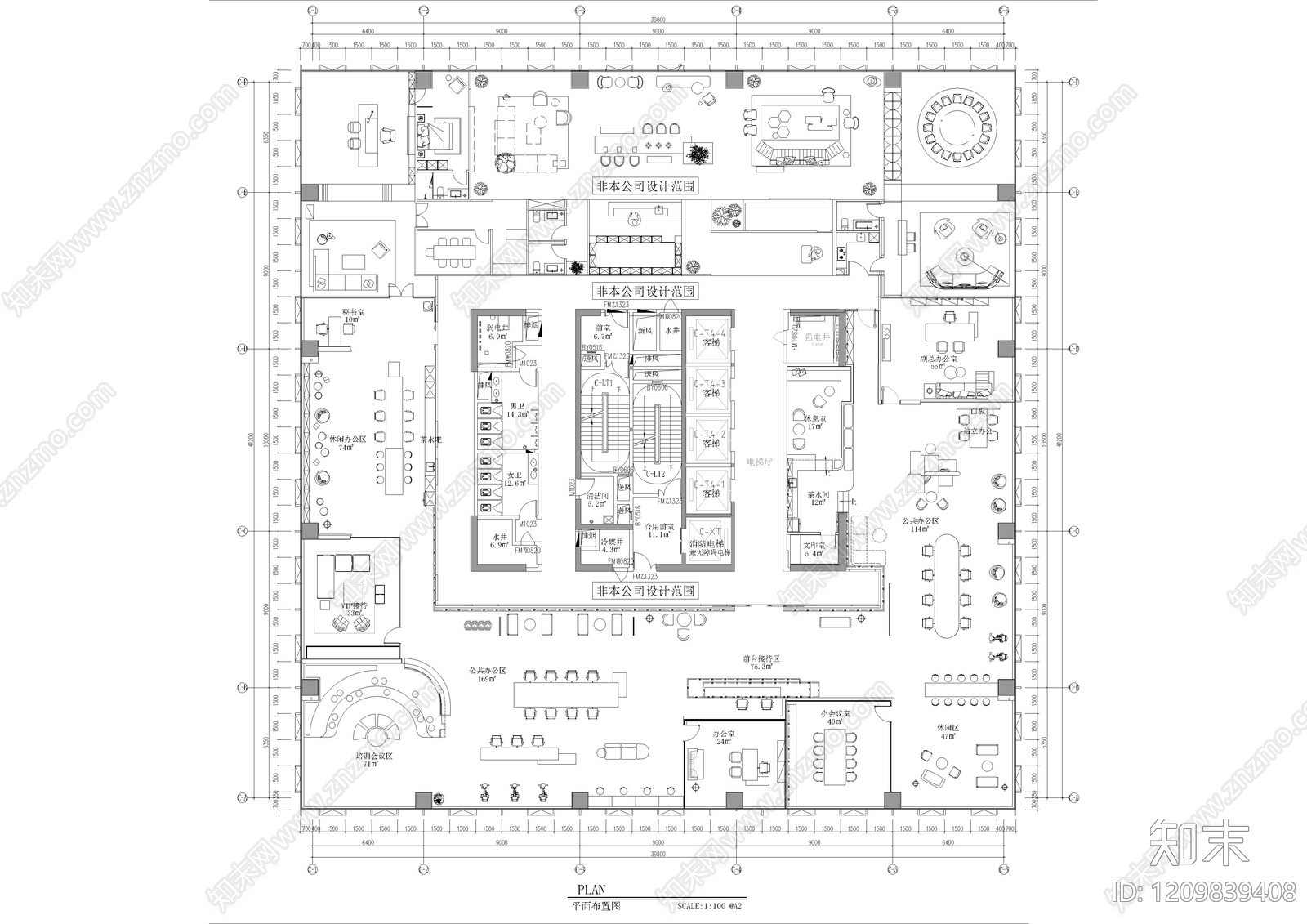 现代整体办公空间cad施工图下载【ID:1209839408】