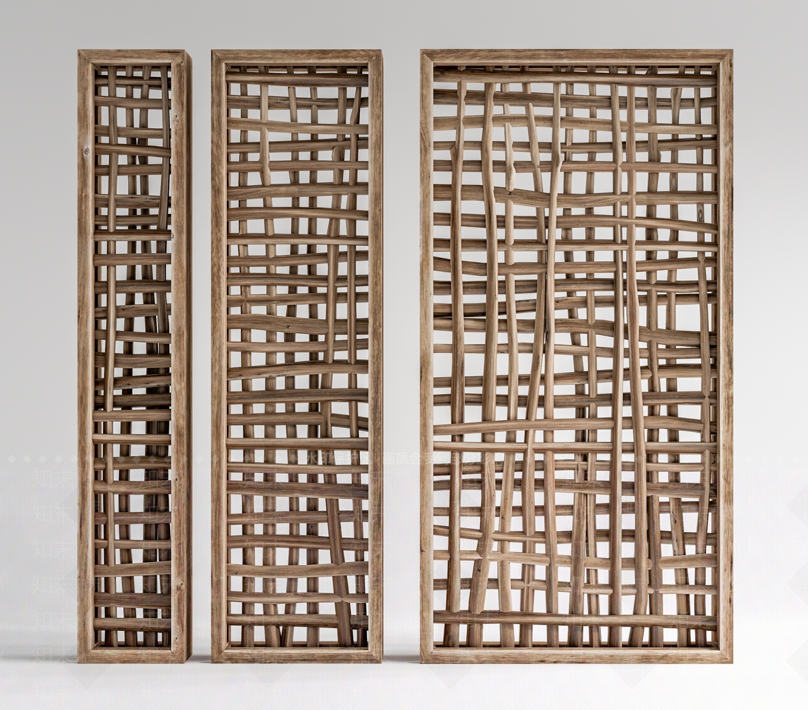 现代木头隔断SU模型下载【ID:1209843314】