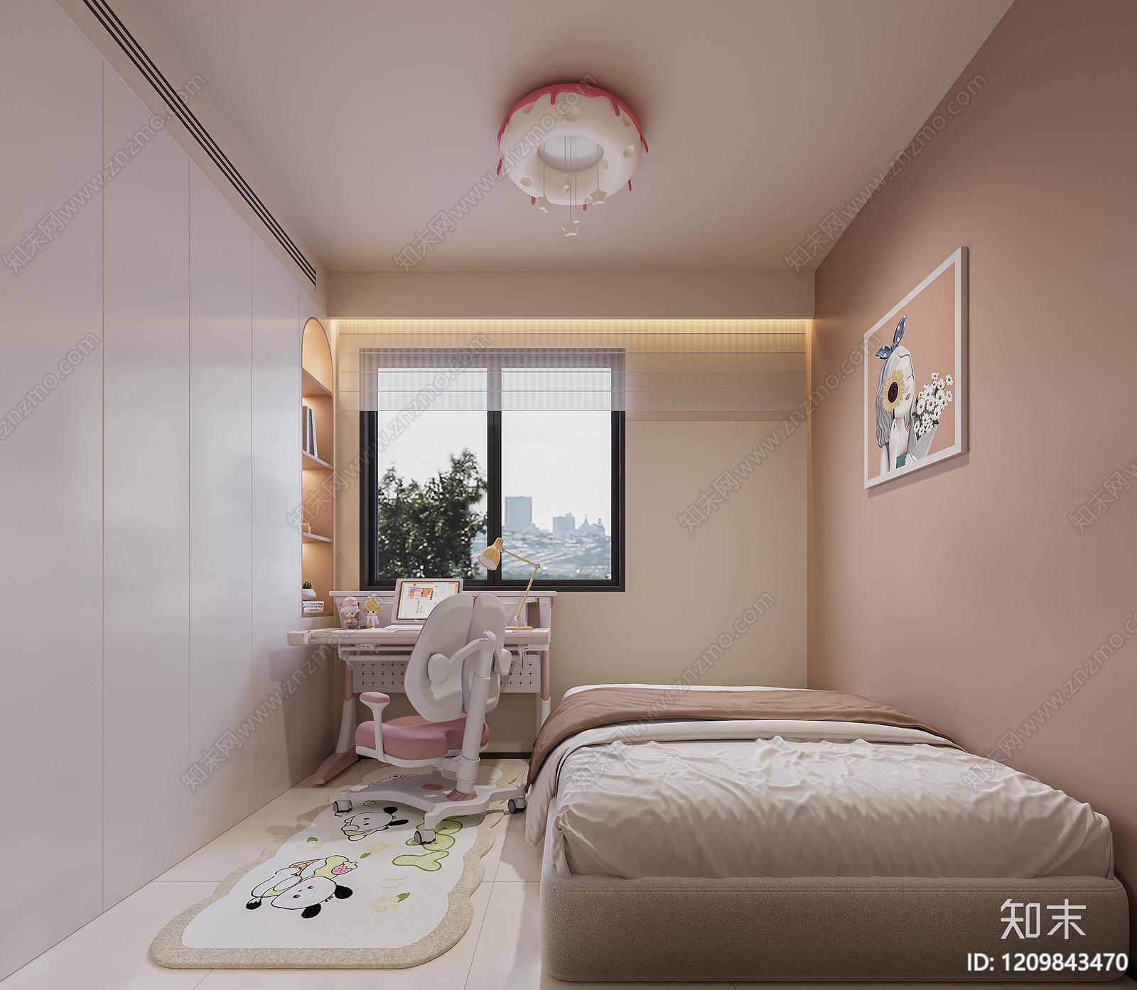 奶油风女孩房3D模型下载【ID:1209843470】